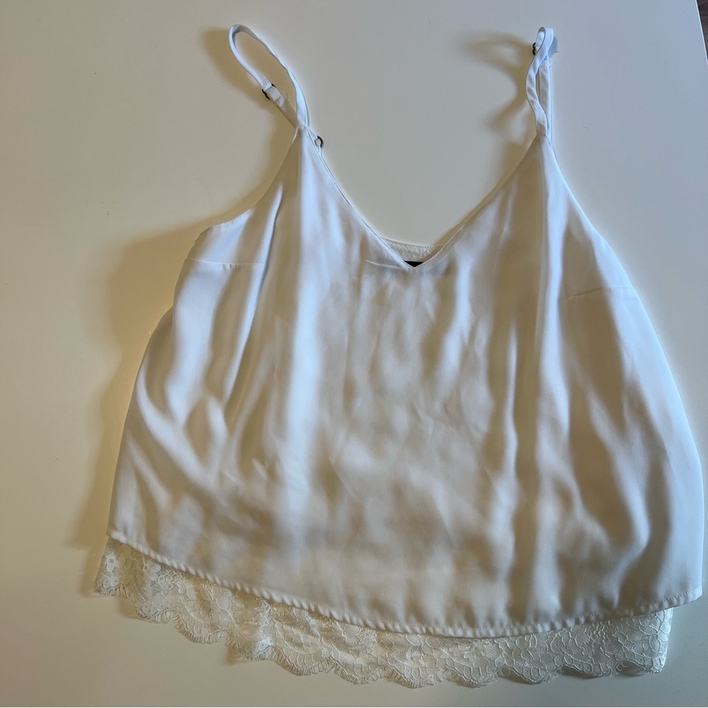 White Abercrombie Tank with Lace Bottom